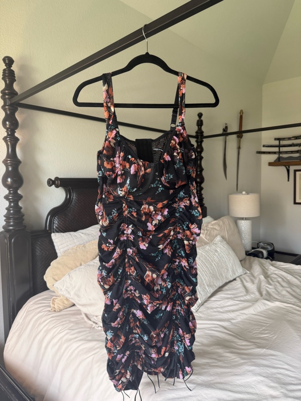 Black Floral Ruched wired lingerie